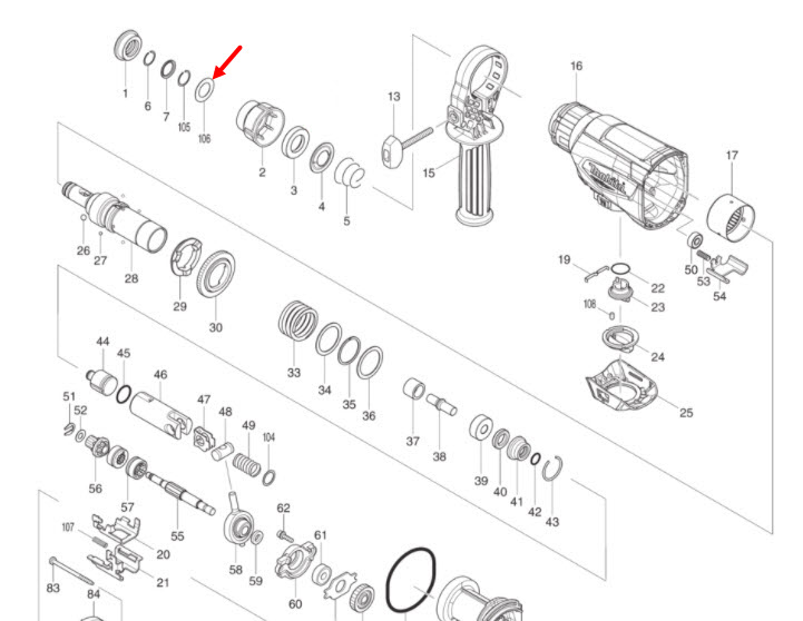FLAT WASHER 17 สว่านโรตารี่ Makita มากีต้า M8701, M8701B [#106] Pn.267114-0 (แท้) ##(*)