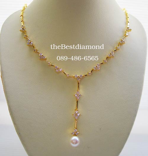 BN023+++สร้อยเพชร Y styleพร้อมตุ้งติ้งไข่มุก++สร้อยเพชรรูป Y งานModern น่ารัก ใส่แล้วดูดี เพชรแวววาว วิ๊งๆ สวยค่ะ ใส่ออกงานได้สบาย งานน่ารักม๊าก