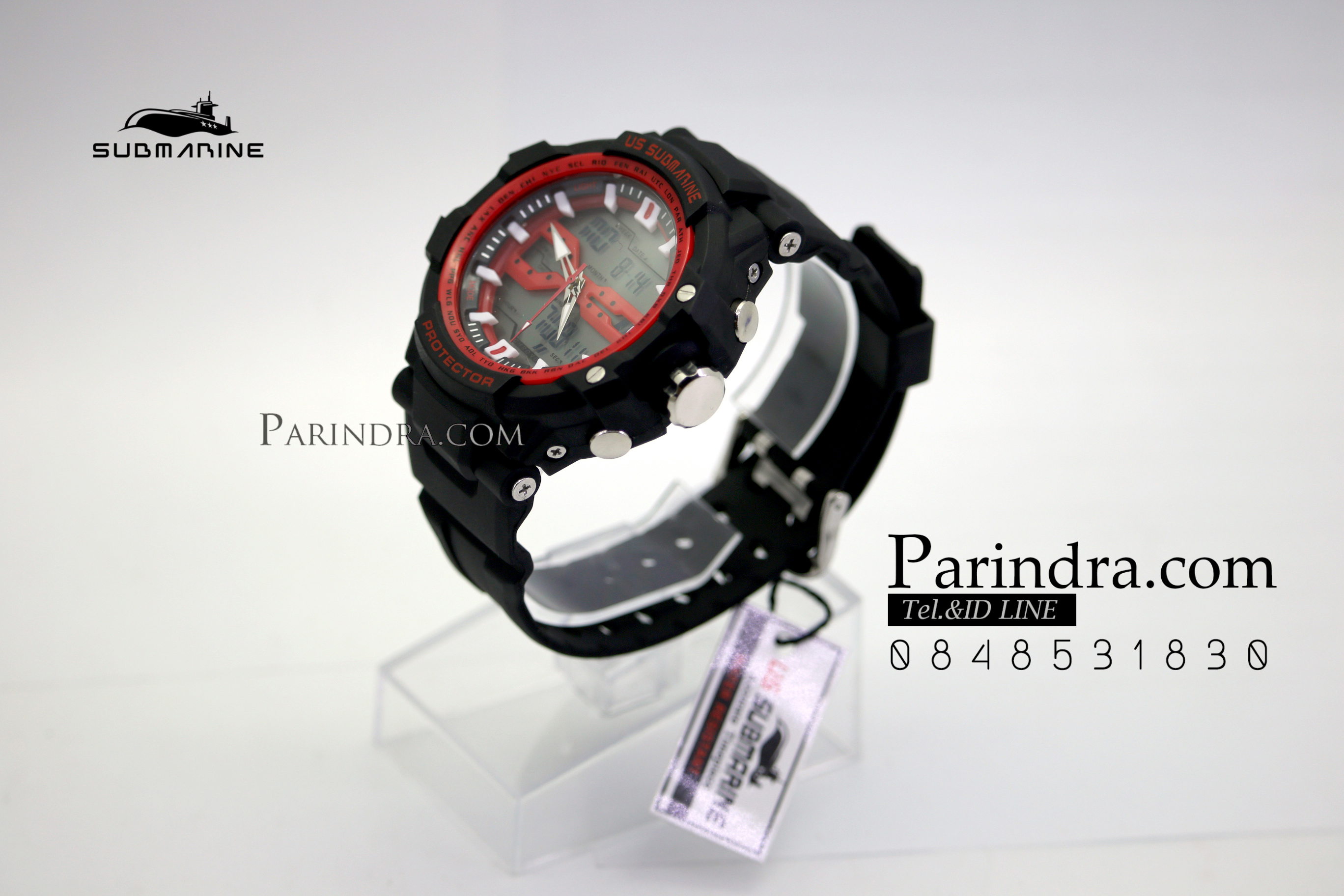 นาฬิกา US submarine Protector รุ่น TP3152M สีดำแดง พื้นหลังเทา