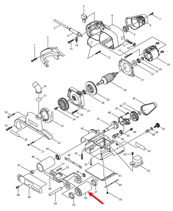 ล้อ เครื่องขัดกระดาษทราย Maktec-Makita MT940, MT941 [#47], 9403 [#56] Pn.150978-8 (แท้) ##(*)