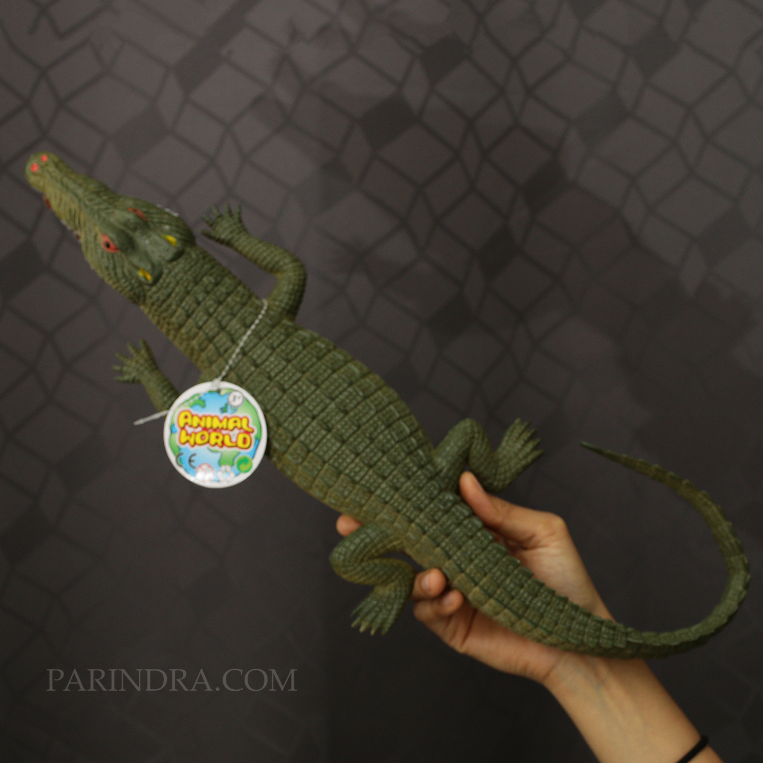 ตุ๊กตายาง ลูกจระเข้ สีเขียว บีบมีเสียง ตัวใหญ่ ขนาด 24 นิ้ว เหมือนจริง