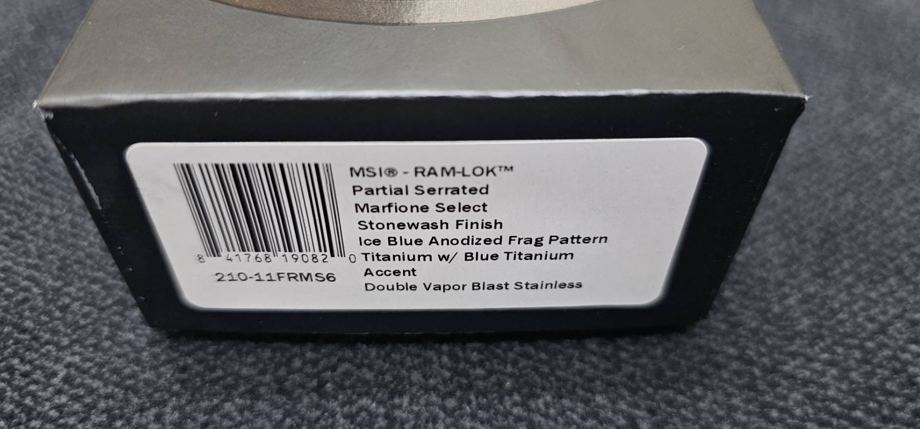 Microtech Marfione Select MSI RAM LOK Ice Blue Titanium Frag Handles w/ Double Vapor Blast & Blue Accents & Part Serrated Stonewash M390MK