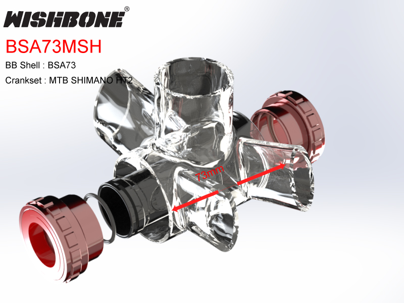 กะโหลกเกลียว WISHBONE BSA73MSH, 1.37*24T, 73MM, EXSHM-02 MTB