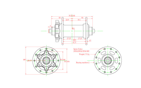 ดุมดิส BITEX ดุมเสือภูเขา (MTF10/MTR10) สำหรับเสือภูเขา โม่อลู รองรับ 11สปีด 2017 (แกน 9มม)