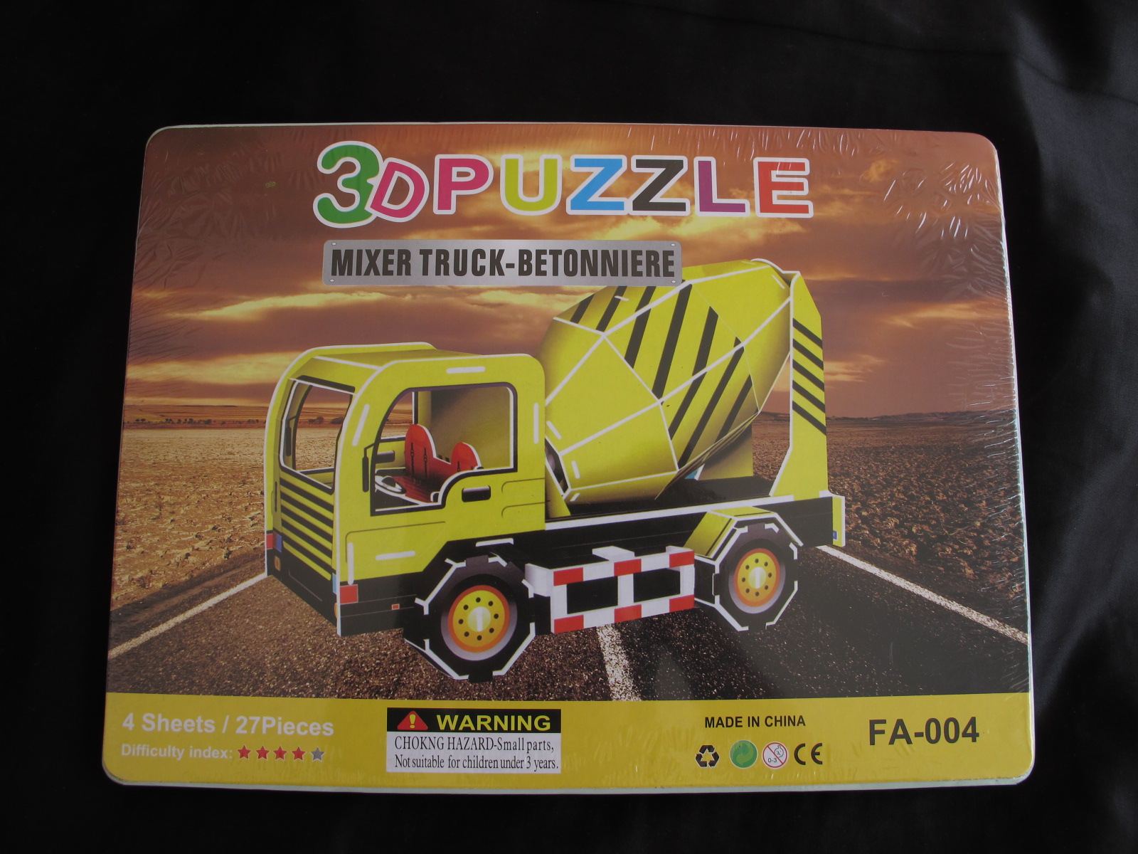 โมเดลกระดาษ รถผสมและบรรทุกปูนซีเมนต์ Mixer Truck - Betonniere (SUPER 3D PUZZLE)