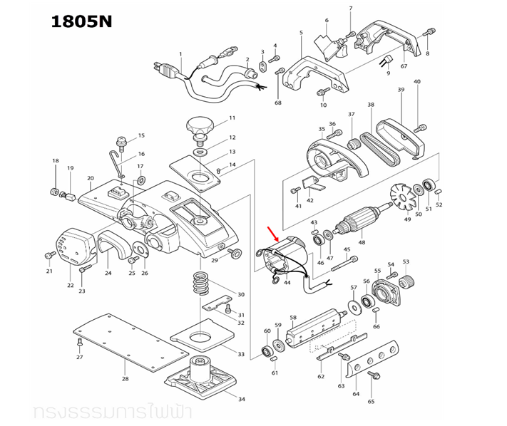 ฟิลคอยล์ กบไฟฟ้า มากีต้า Makita รุ่น 1804N, 1805N, 1805B P/N.523025-2 (แท้) ##