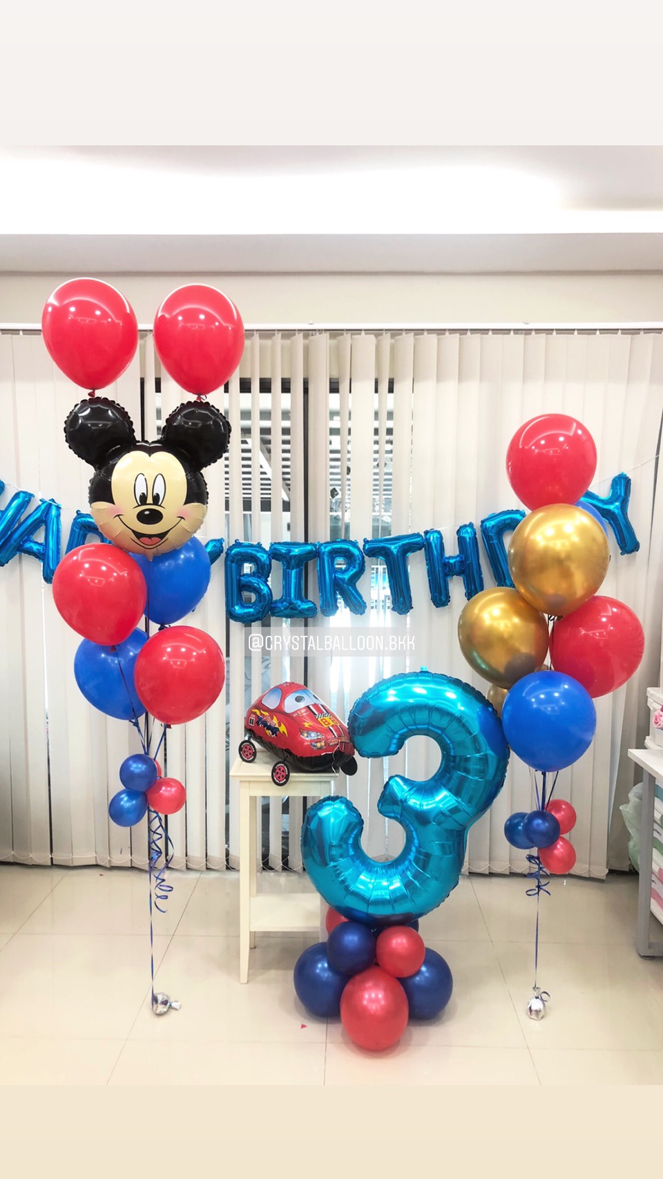 ลูกโป่ง วันเกิดเด็ก ช่อลูกโป่ง Mickey Mouse ช่อ 5 ลูก 1 ช่อ,ช่อลูกโป่ง ช่อ 7 ลูก 1 ช่อ,ฟอยล์ตัวเลข 40" ตั้งฐาน 1 ชิ้น,ฟอยล์ตัวอักษร Happy Birthday 16" 1 ชิ้น พร้อม ฟอยล์รถแข่ง ลากจูง 1 ชิ้น พร้อมตกเเต่ง สามารถเปลี่ยนสีลูกโป่ง/เปลี่ยนสี-ฟอยล์ตัวเ