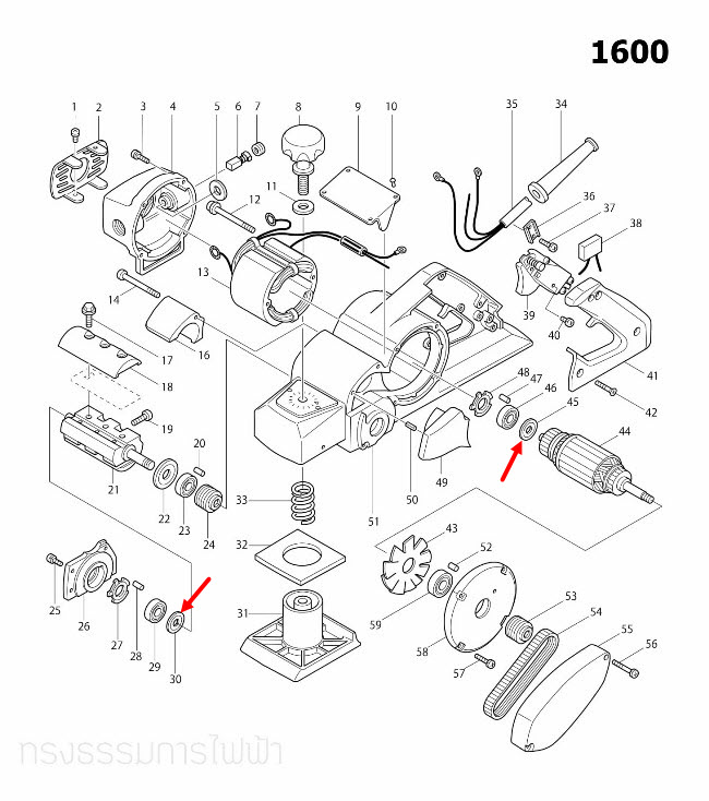 แหวนยางกันฝุ่นเล็ก กบไสไม้ไฟฟ้า Makita 1600 [#30, #45] Pn. 213052-4 (แท้) ##