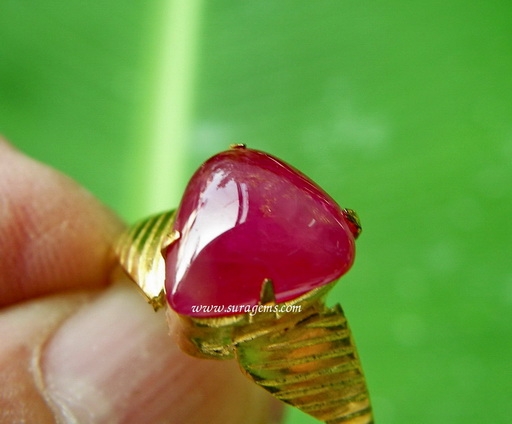Natural Ruby Burma ทับทิมพม่า ทรงหยดน้ำ สีแดงสดเลือดนกพิราบ (Pigeon Blood Red Ruby) กิมบ่เซี่ยง