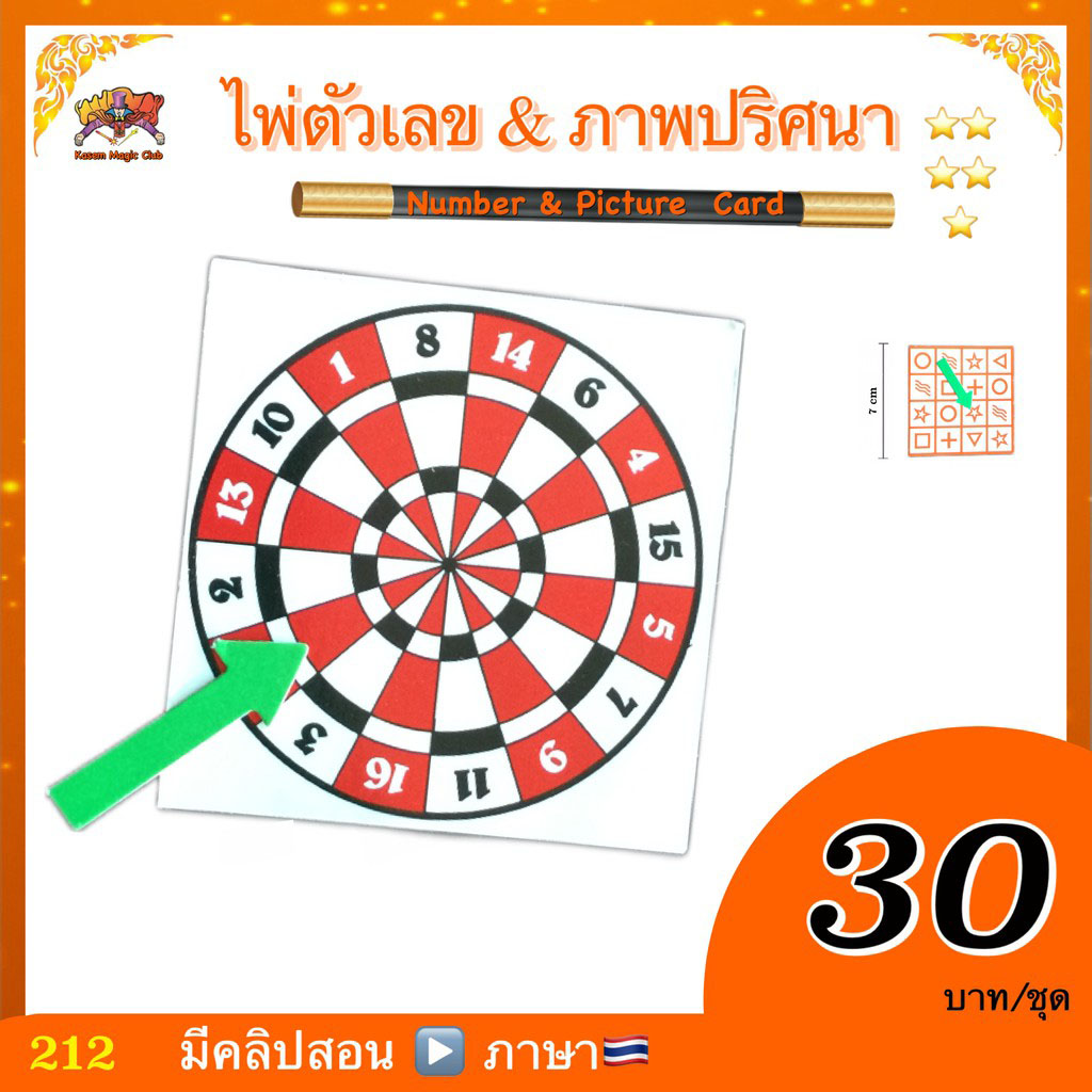 อุปกรณ์มายากล ไพ่ตัวเลขและภาพปริศนา (Number & Picture Puzzle Card)