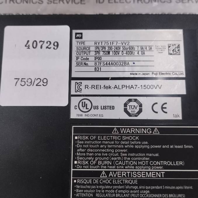RYT751F7-VV2 SERVO DRIVE " FUJI "