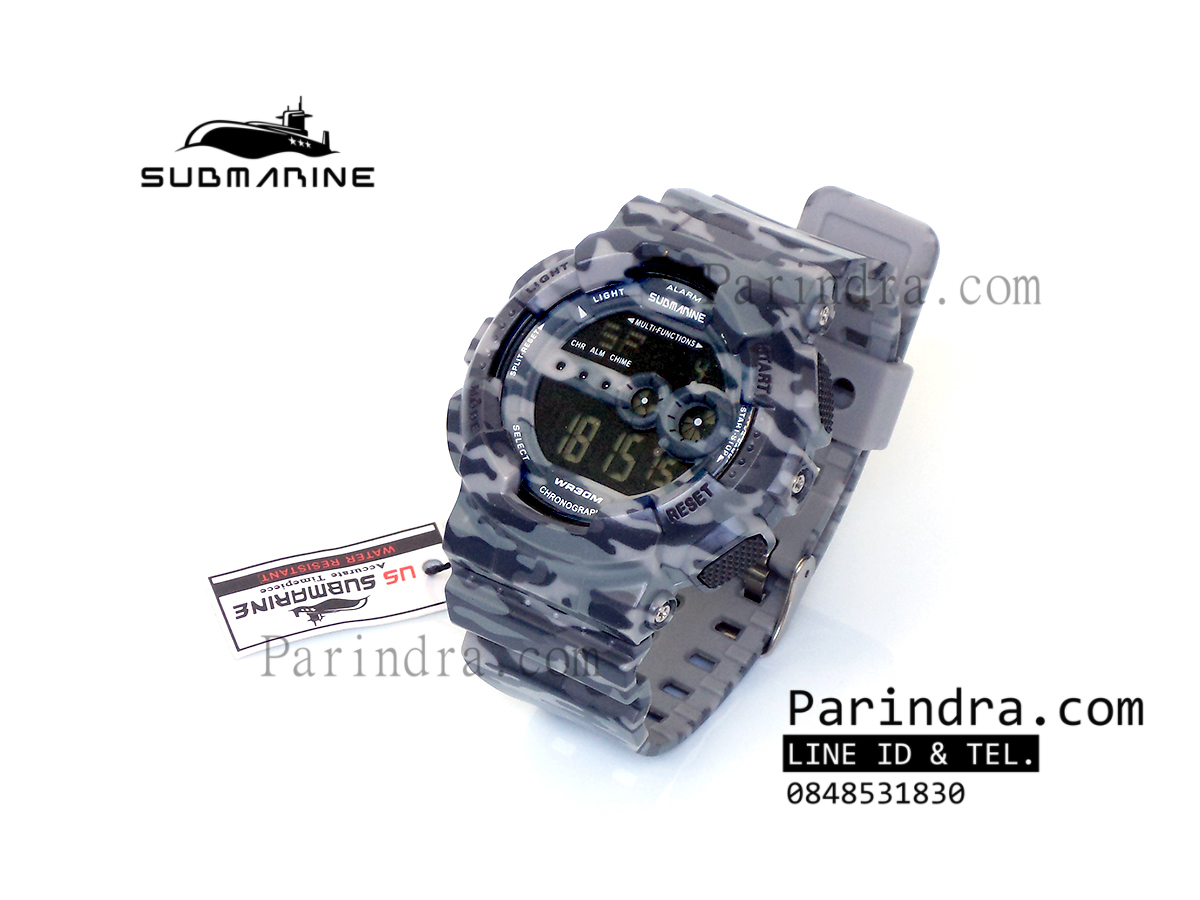 นาฬิกา US submarine รุ่น TP1340M (Military) สีลายพรางทหารสีเทาอ่อน หน้าปัดพื้นดำ
