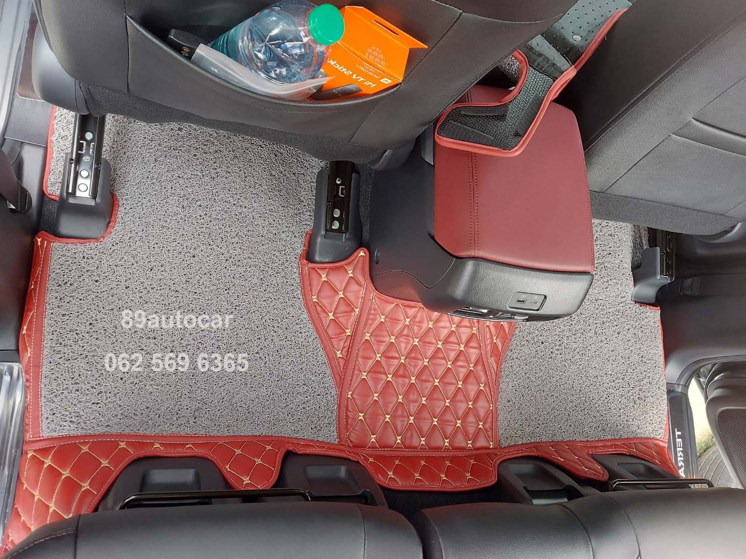 พรมรถยนต์ Nissan Terra 2022 ปูพรม8D สีแดงไวน์ เย็บติดไวนิลสีเทา เต็มคัน