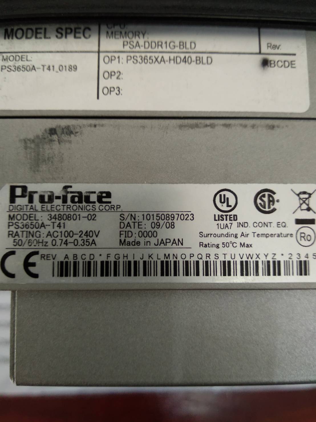 PS3650A-T41 HMI “ PROFACE ”
