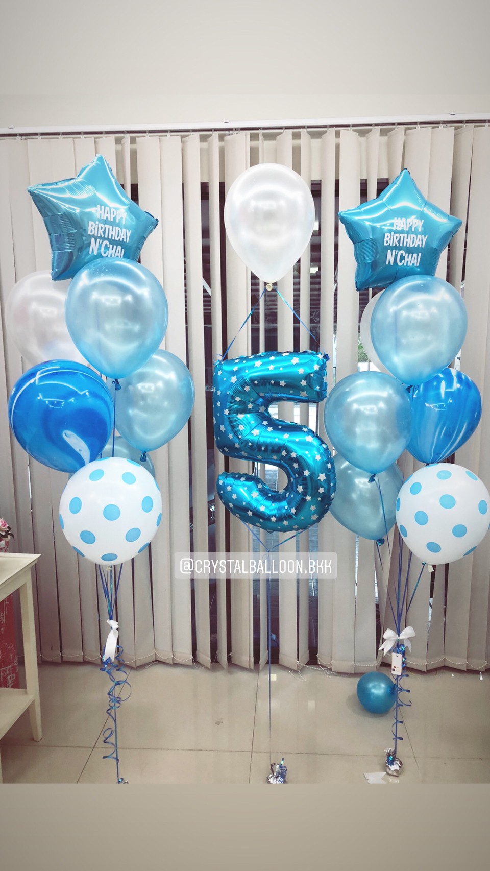 ลูกโป่ง วันเกิดเด็กชาย Theme สีฟ้า พร้อม ช่อลูกโป่งฟอยล์ดาว 24" 2 ช่อ,ลูกโป่งลายจุด,ลูกโป่งลายหิน 2 ลูก,ฟอยล์ตัวเลข ขนาด 40" 1 ชิ้น พร้อมตกเเต่ง สามารถเปลี่ยนสีลูกโป่ง/เปลี่ยนสี-ฟอยล์ตัวเลข/เปลี่ยนข้อความได้