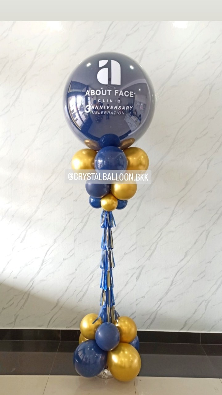 เสาลูกโป่ง เปิดร้าน ลูกโป่งยาง ขนาด 36" สีDark Blue 1 เสา พร้อมตกแต่ง สามารถเปลี่ยนสีลูกโป่ง/เปลี่ยนข้อความได้