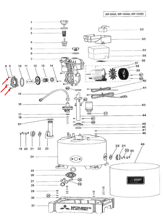 น็อต ปั้มน้ำ M6x20 (ราคา/ชุด=โบล์ท, แหวนอีแปะ, แหวนสปริง) (สแตนเลส แท้)