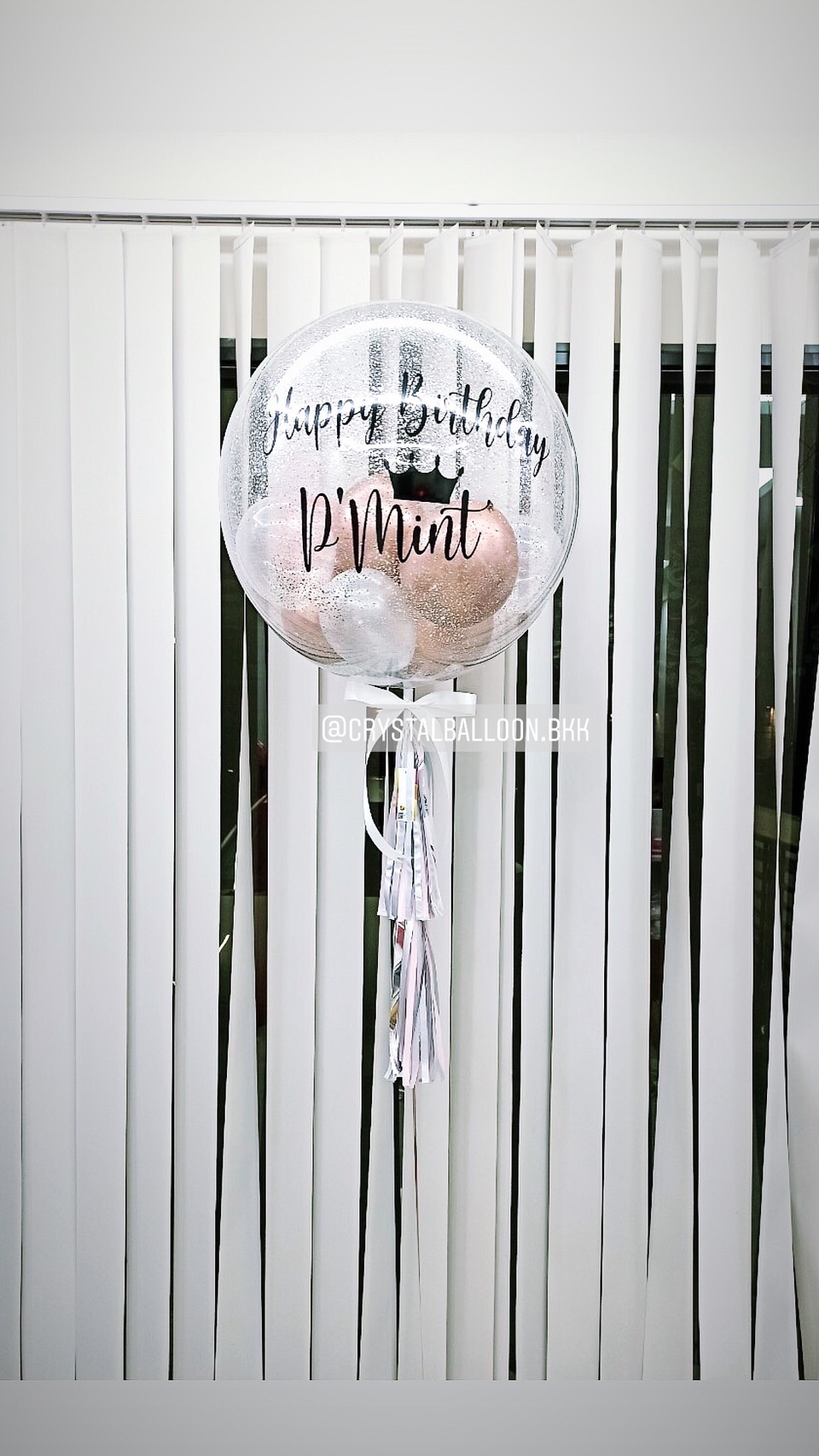 ลูกโป่ง วันเกิด Bubble ขนาด 24" ใส่กลิตเตอร์ พร้อมตกแต่ง สามารถเปลี่ยนสีลูกโป่ง/เปลี่ยนสีกลิตเตอร์/ข้อความ/ขนาดได้