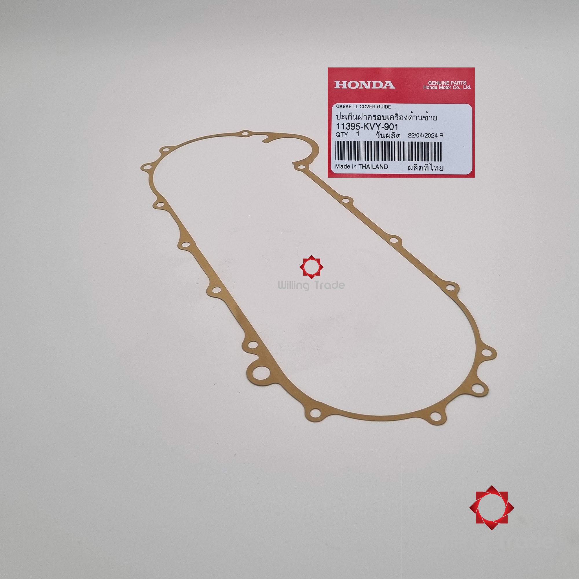 ปะเก็นฝาครอบเครื่องด้านซ้าย (WX764) HONDA: (11395-KVY-901) CLICK-I ... แพ๊คละ 1 ชิ้น... [แท้ศูนย์ 100%] ...กลุ่มอะไหล่ฝาครอบเครื่องด้านซ้าย ... GASKET,.L..COVER