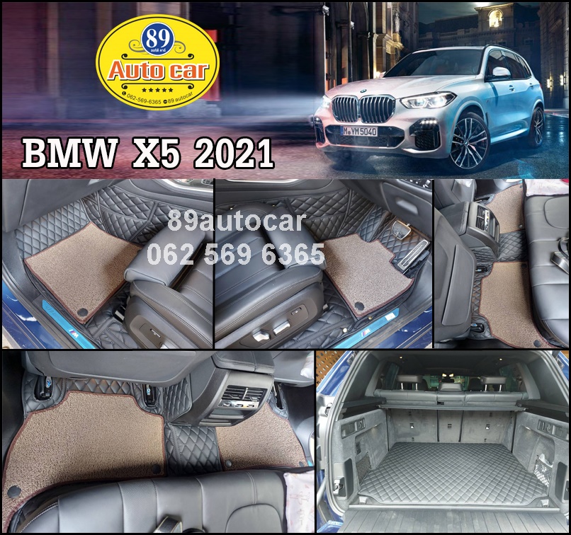 พรม7D BMW X5 2021 สีดำล้วน + ไวนิลสีน้ำตาล เต็มคัน