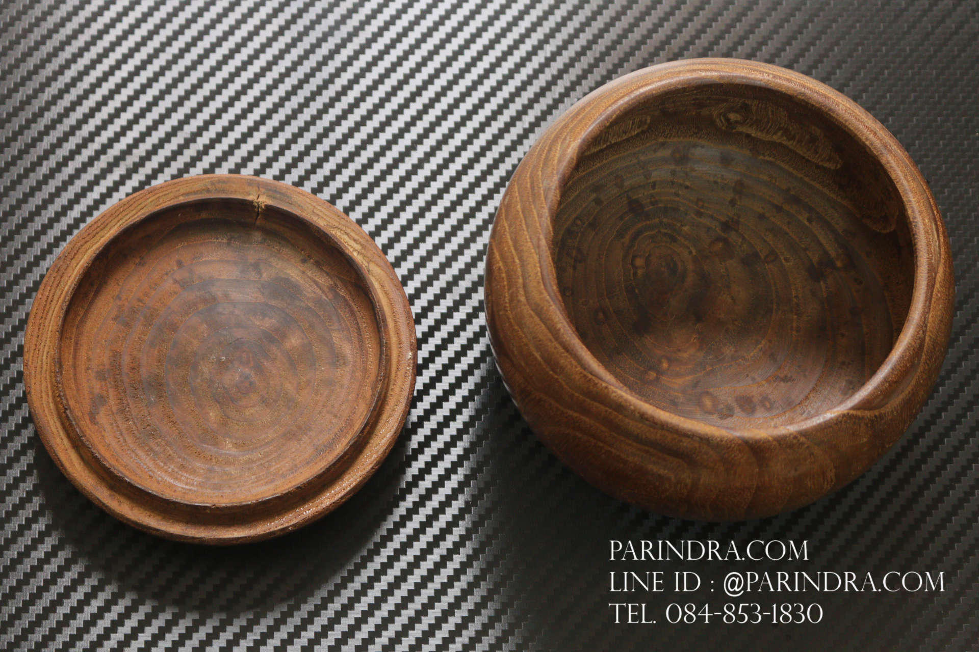 กล่องไม้แท้ทรงกลม สำหรับเก็บหมากโกะ หรือสิ่งของต่างๆ สวยงาม JAPAN