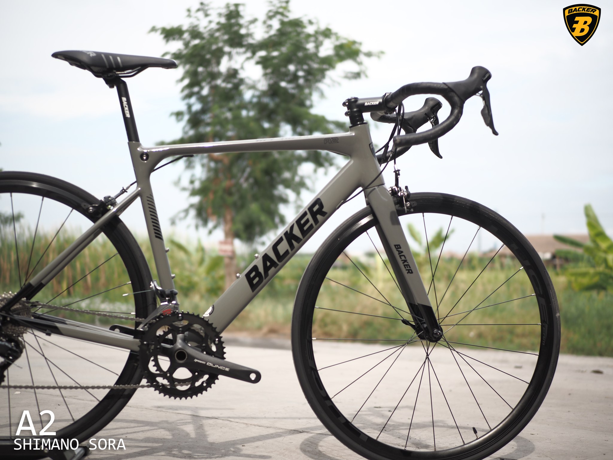 จักรยานเสือหมอบ BACKER A2 เกียร์ Shimano Sora 2*9 สปีด, เฟรมอลู ตะเกียบคาร์บอน ล้อ 700C ปี 2022