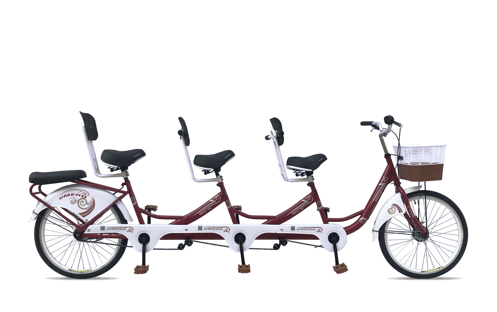 จักรยานสองตอน จักรยานแทนเดม UMEKO TRIPLET 191 3X4 1V 24" Tandem bike ล้อ 24 นิ้ว (3 คนปั่น มีเบาะท้าย)