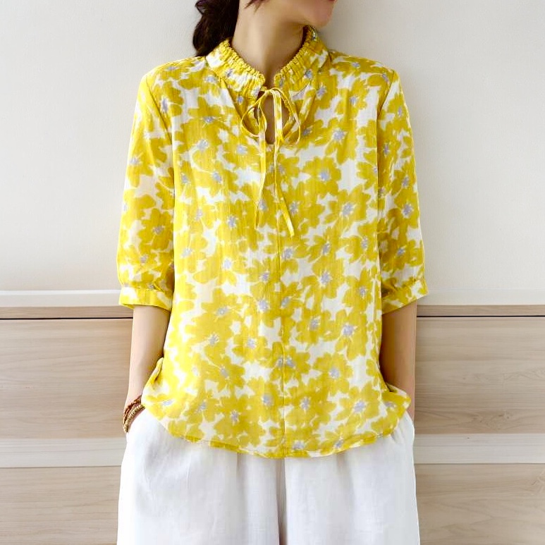 เสื้อผ้าลินินลายดอกไม้