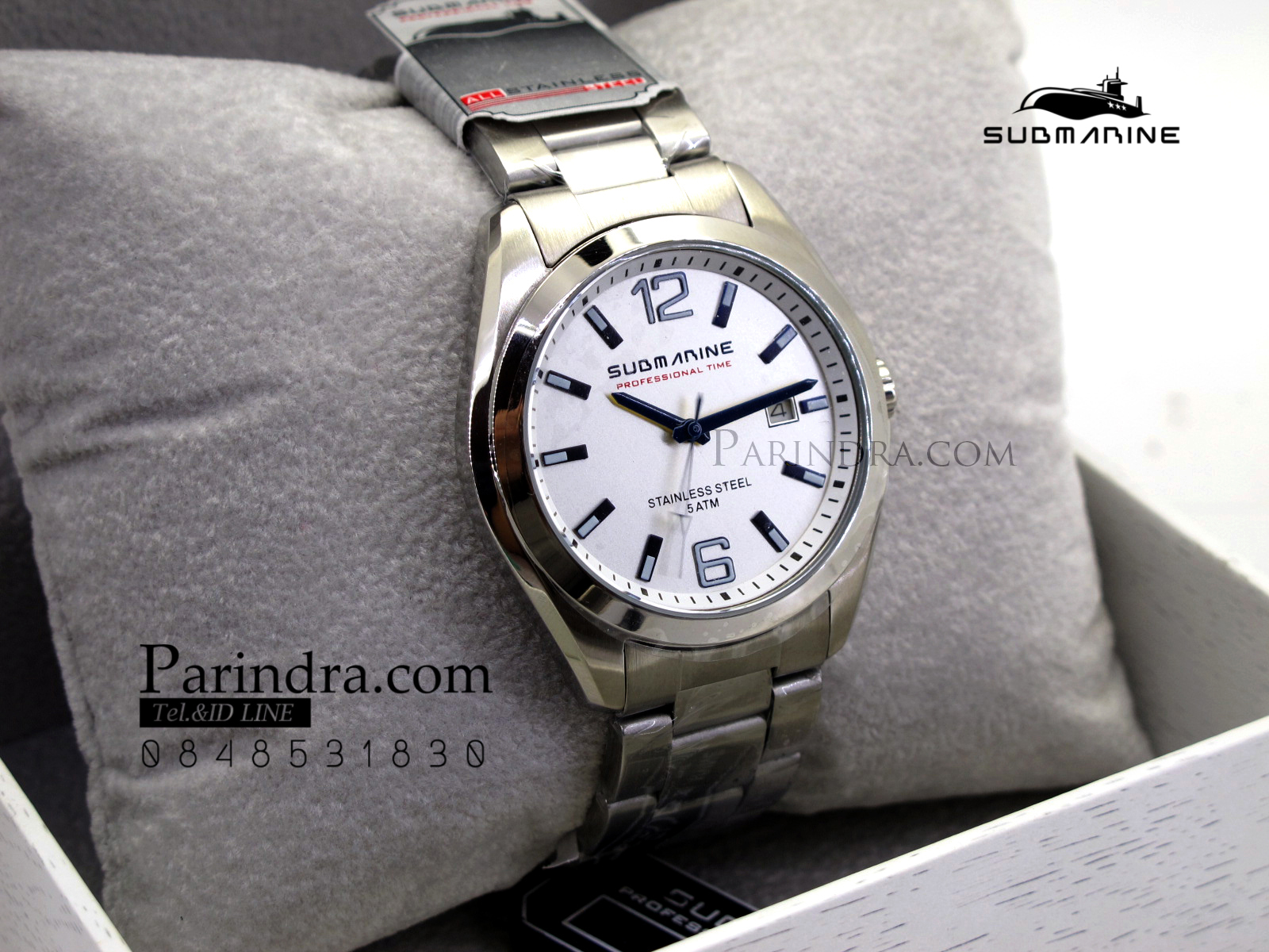 นาฬิกา US submarine Professional Time แสตนเลนแท้เกรดดี รุ่น SUB039 หน้าปัดขาว ขีดสีน้ำเงินเข้ม