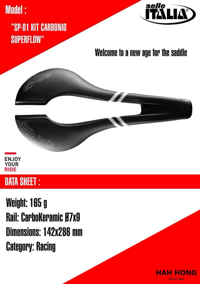 SELLE ITALIA อานนั่ง, SP01 KIT CARBONIO SUPERFLOW, ขนาด L, สีดำ (Road/MTB), L3,ขนาด S, สีดำ (Road/MTB), S3