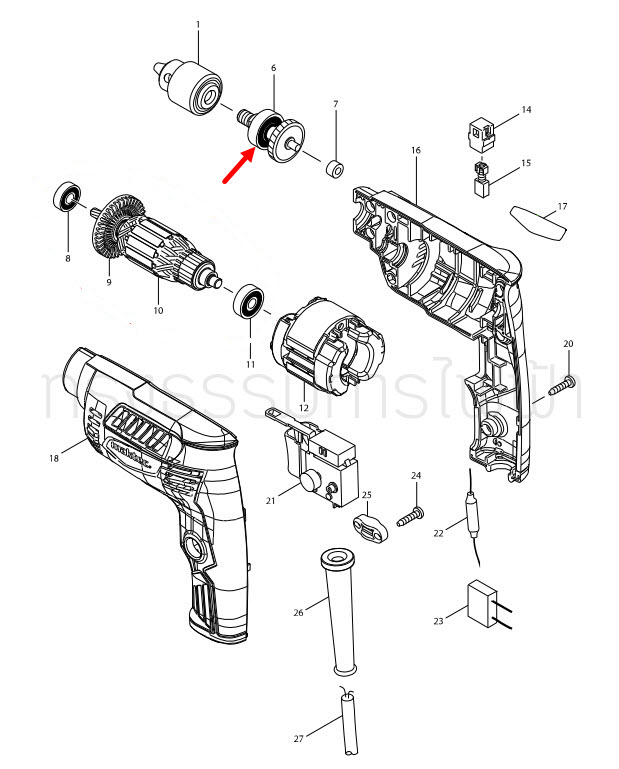 ชุดเฟือง สว่านไฟฟ้า Makita มากีต้า M6501, M6501B [#6] Pn.141951-9 (แท้) ##(*)