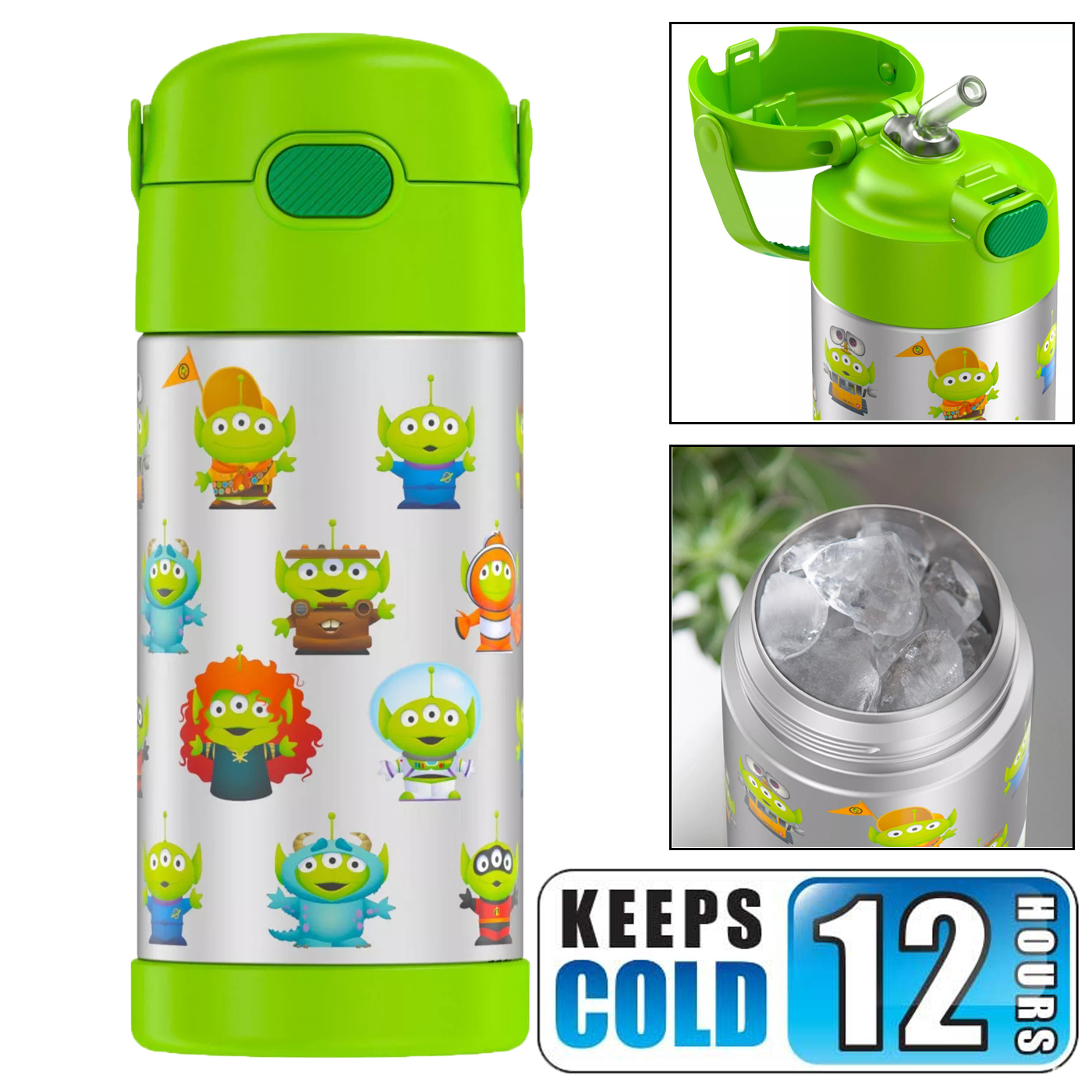 กระติกน้ำเก็บความเย็น ลาย Squeeze Toy Aliens Thermos 12oz FUNtainer Bottle