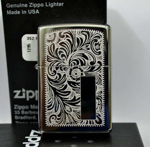 ไฟแช็ค Zippo แท้ " Zippo 352, Venetian® Design High Polish Chrome " แท้นำเข้า 100%