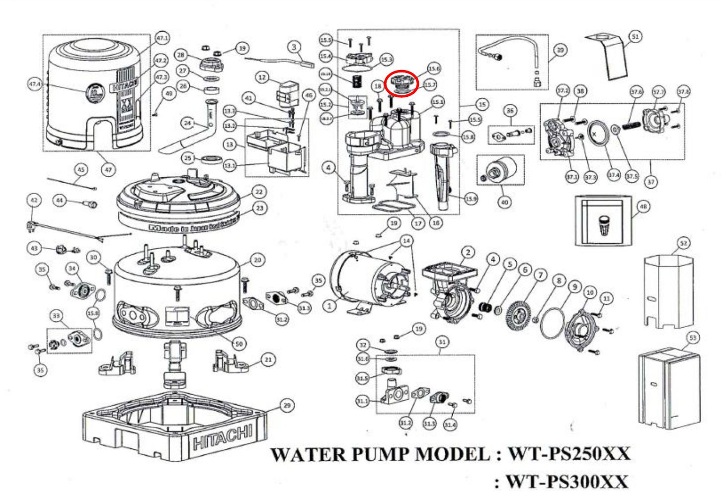 *เลิกจำหน่าย* #B27 จุกเติมน้ำ, จุกกรอกน้ำ ปั้มน้ำ ฮิตาชิ, ไอทีซี Pn.3PPP060845 (แท้)