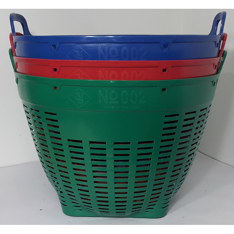 เข่งพลาสติกหูเหลี่ยม เบอร์ 2 สีทึบ Ø 60 X 40 cm.