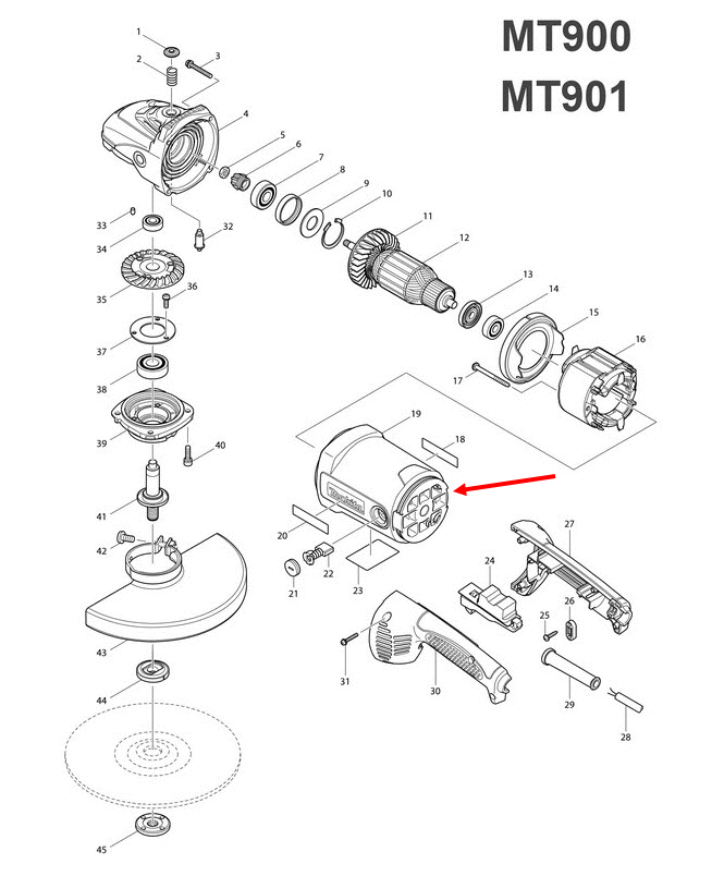 เสื้อฟิลคอยล์ หินเจียร 7นิ้ว Maktec MT900, MT901 Pn.188062-9 (แท้) ##