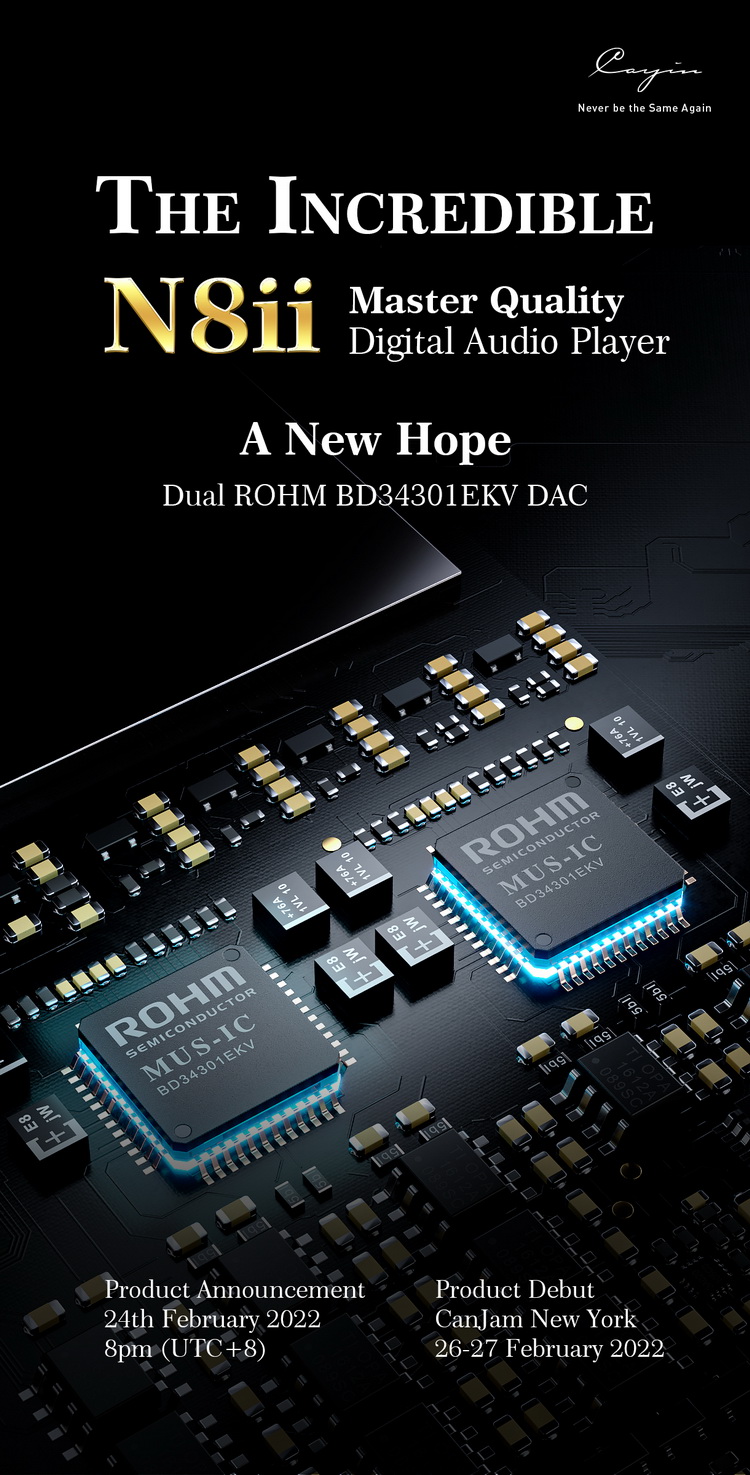 [สั่งจองล่วงหน้า] Cayin N8II DAP พกพาระดับเรือธง ชิป Dual ROHM BD34301EKV รายแรกของโลก