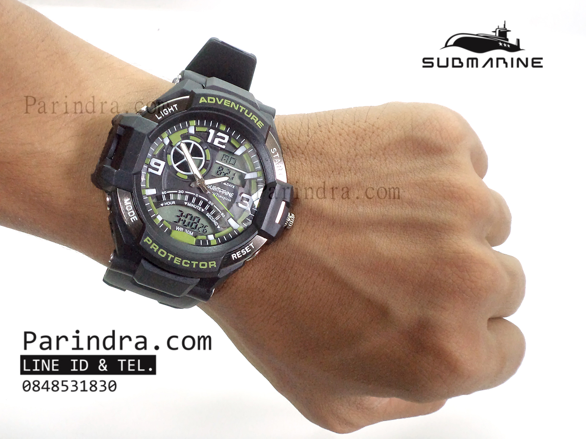 นาฬิกา US submarine Adventure Protector รุ่น TP3156M สีดำตัดเขียว(พื้นเทา)