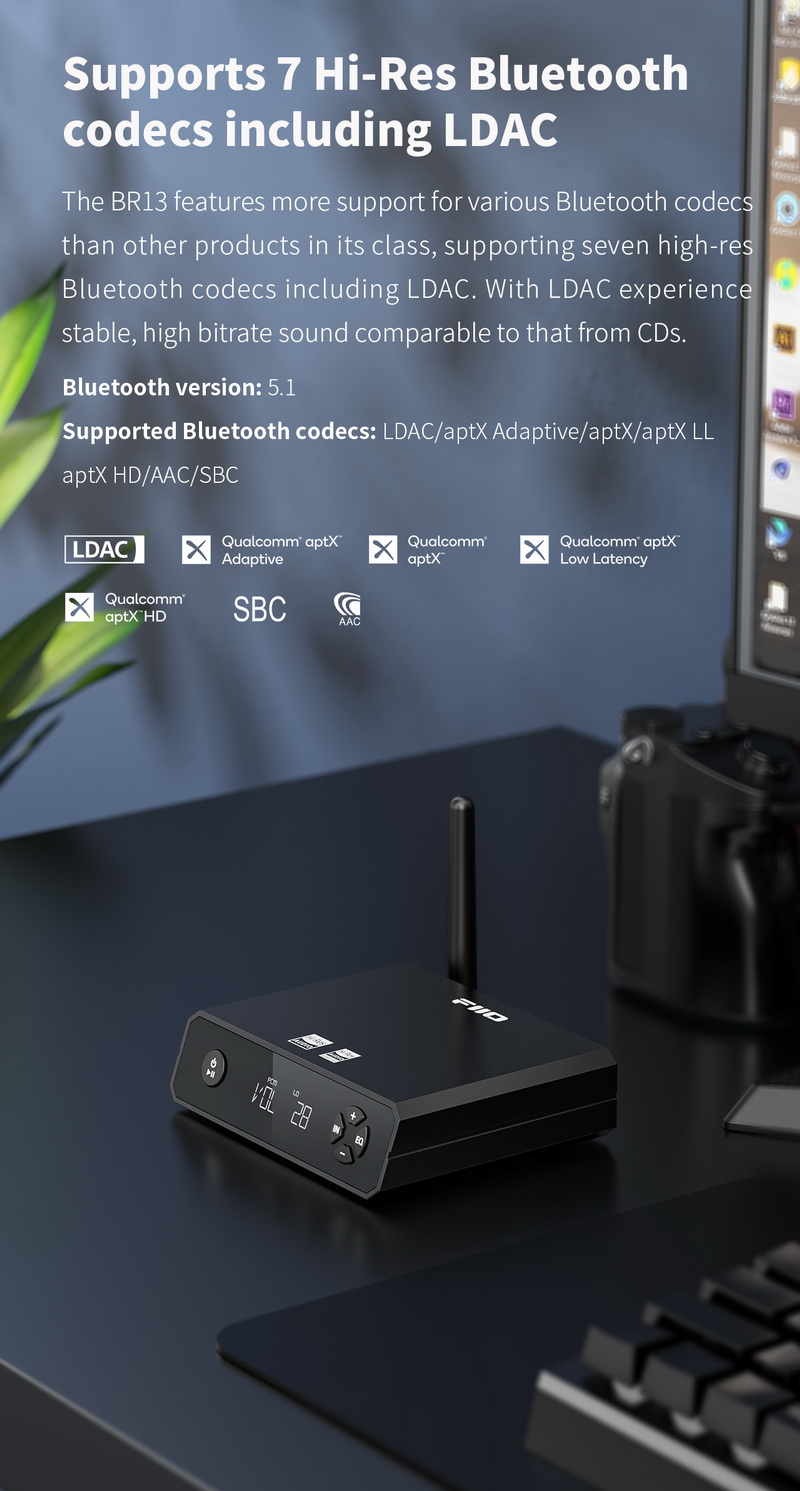 FiiO BR13 ตัวรับสัญญาณ Bluetooth ความละเอียดสูง รองรับ Dual Hi-Res ประกันศูนย์ไทย