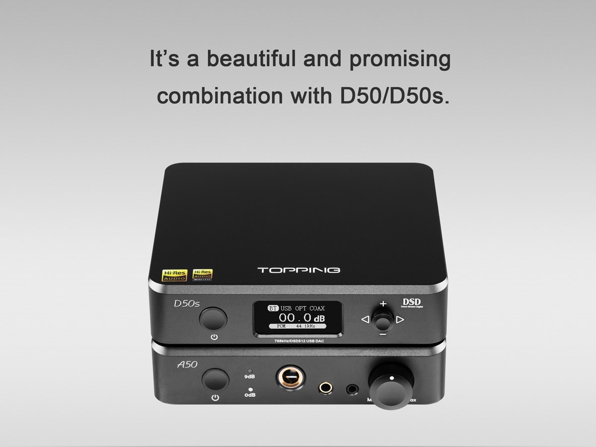 ขาย TOPPING A50 แอมป์หูฟังตั้งโต๊ะกำลังขับสูง รองรับย่านความถี่ 20-200kHz เหนือกว่า Hi-Res