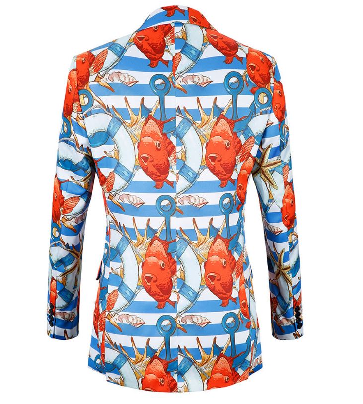 Pre-order เสื้อสูทชายแฟชั่น ลายกราฟฟิก สีสดใส ** เฉพาะเสื้อ**