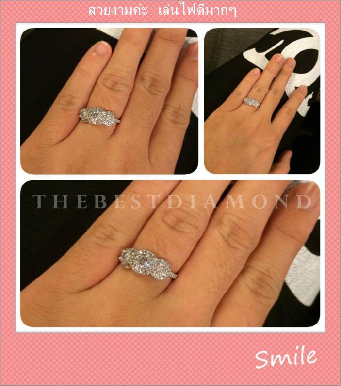 SR001RD+++3 Diamonds Luxury Style+++แหวนเงินแท้ ดีไซน์สวยหรู แบบร้านจิวเวลลี่ทันสมัย ตามcounter ห้างเลย เหมือนของแท้สุดๆ เล่นไฟวิีงๆ รับประกันความสวย