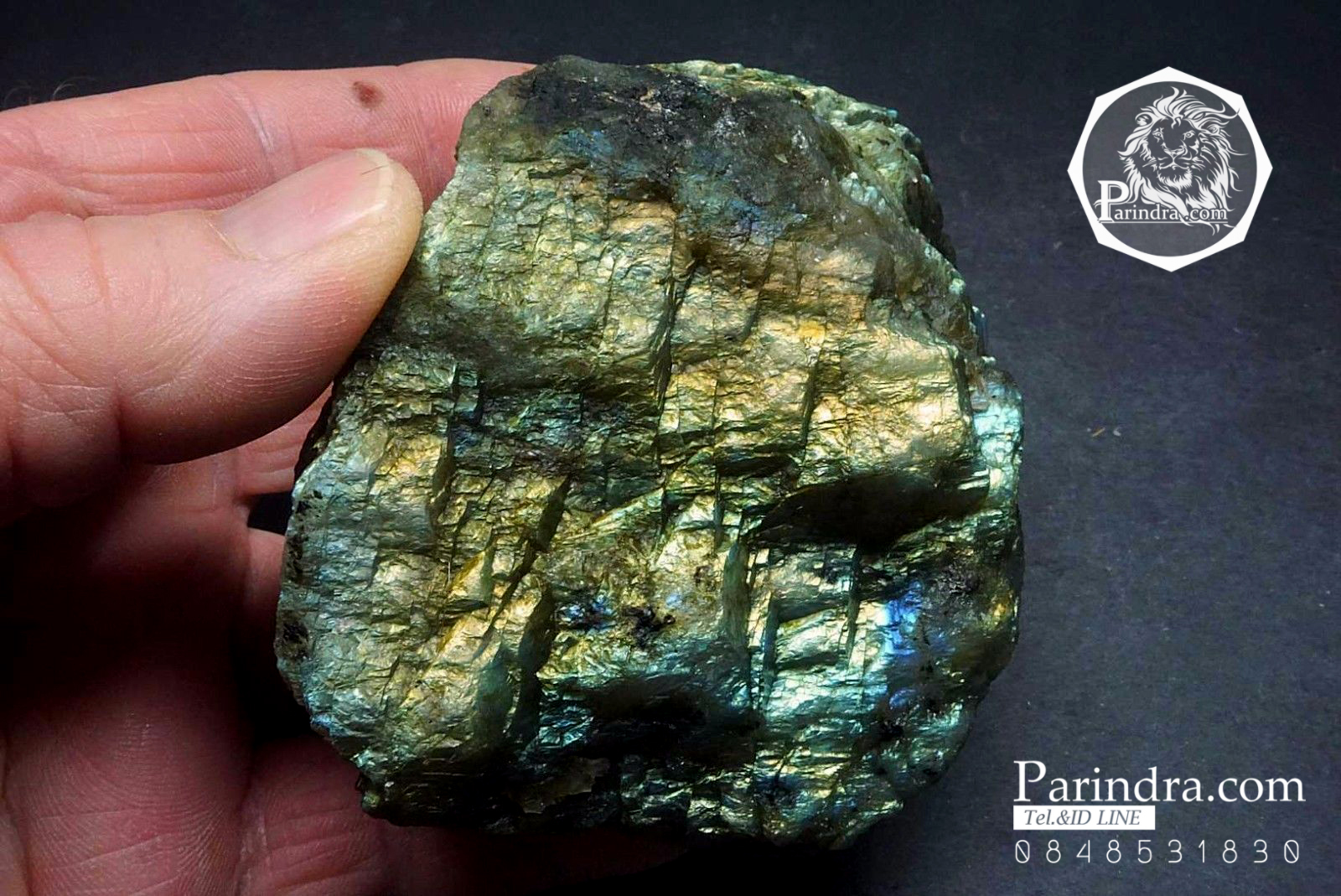 หิน ลาบราดอไลท์ (Labradorite) ดิบไม่ขัด สวยคัดพิเศษ ประกายสีเหลืองส้ม #LA104