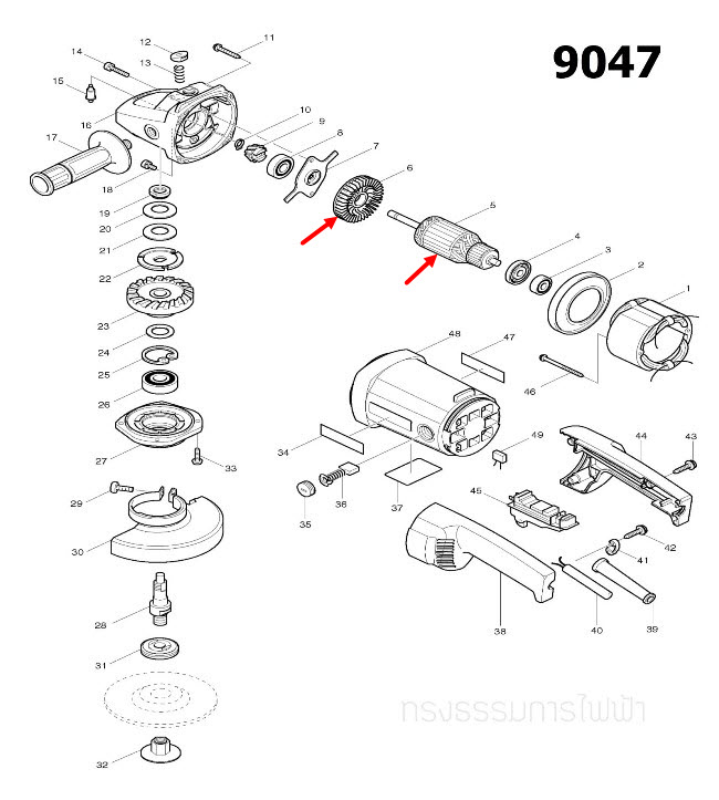 ทุ่น หินเจียร 7" Makita มากีต้า รุ่น 9047, 9049 (ใช้ทุ่นรุ่นเดียวกัน) (แท้) ##