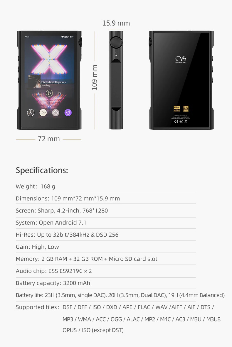 ขาย Shanling M3X Dap พกพาระบบ Android รุ่นล่าสุดรองรับ MQA