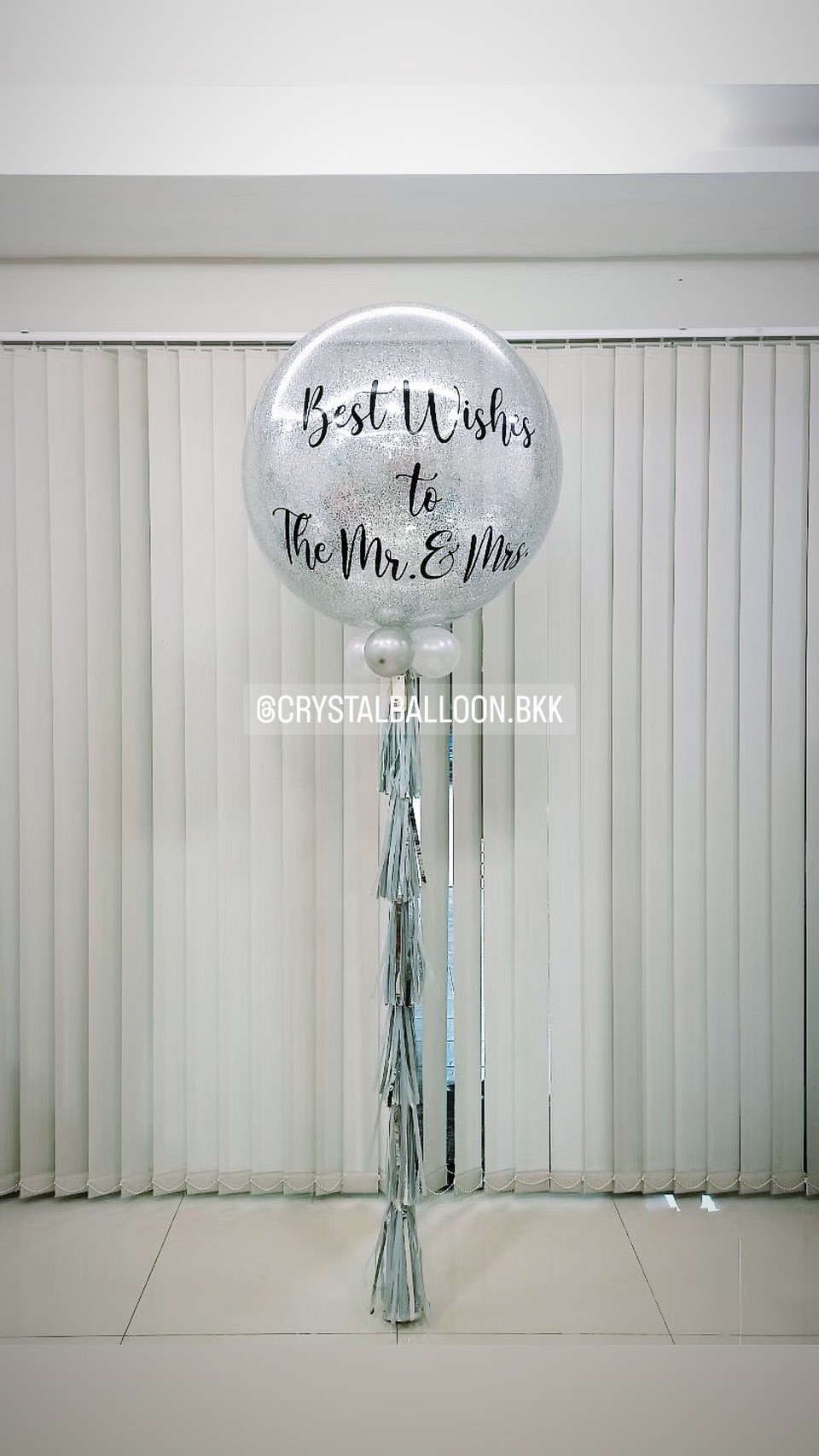 ลูกโป่ง งานแต่ง Bubble ขนาด 36" สีเงิน พร้อมตกแต่ง สามารถเปลี่ยนสีลูกโป่ง/เปลี่ยนข้อความ/เปลี่ยนขนาดได้