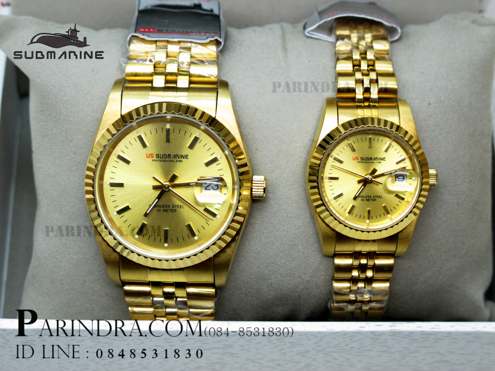 นาฬิกา US submarine รุ่น SUB108 D คู่ สุดคุ้ม สีทองล้วน