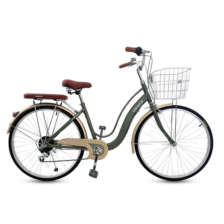 จักรยานแม่บ้าน OSAKA RIKKO CITY BIKE ตะกร้าสแตนเลสขนาดวงล้อ 26นิ้ว มีเกียร์ NEW2025
