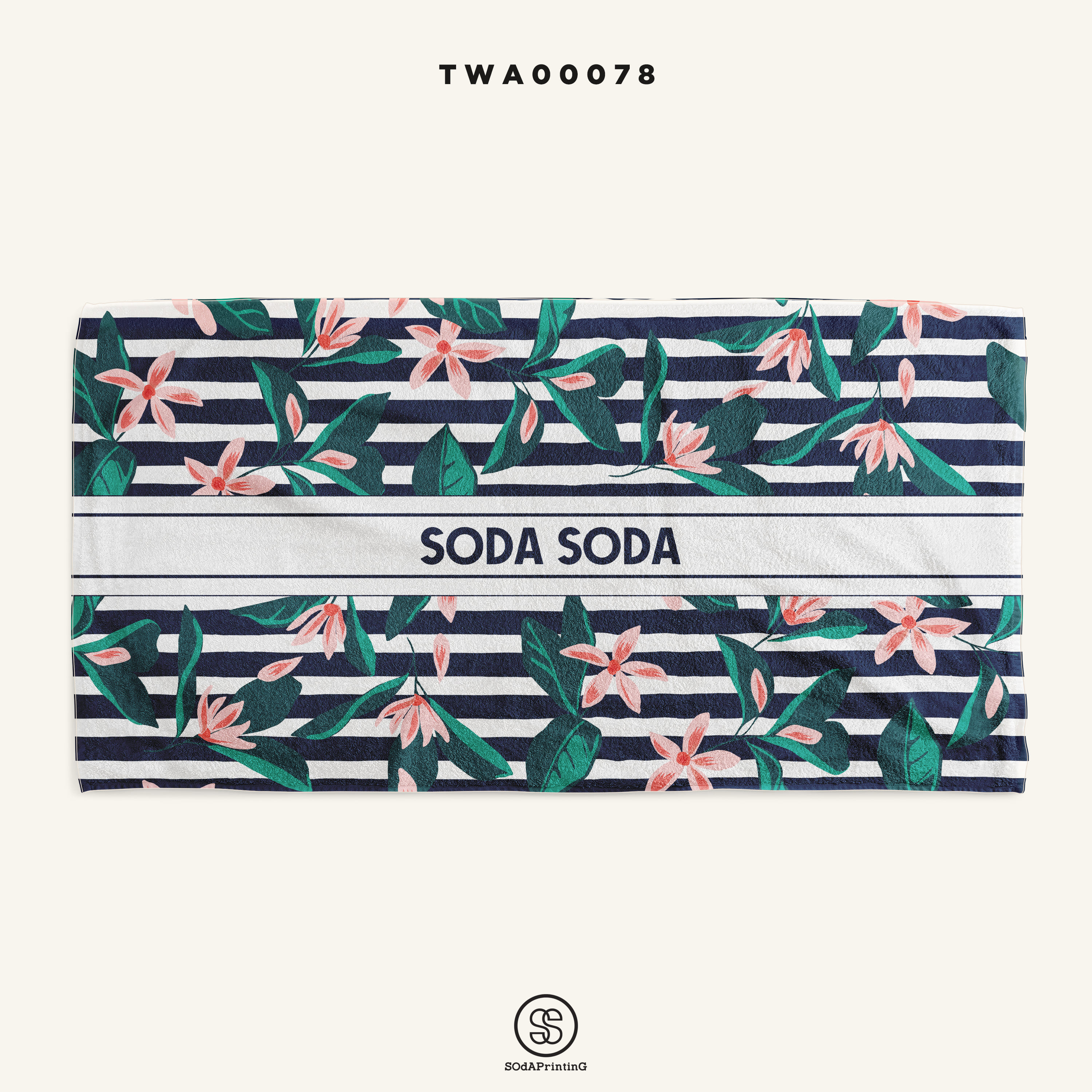 ผ้าเช็ดตัว ลาย Flower 2 ใส่ชื่อได้ รหัส TWA00078 #SOdAtowel #SOdAhome