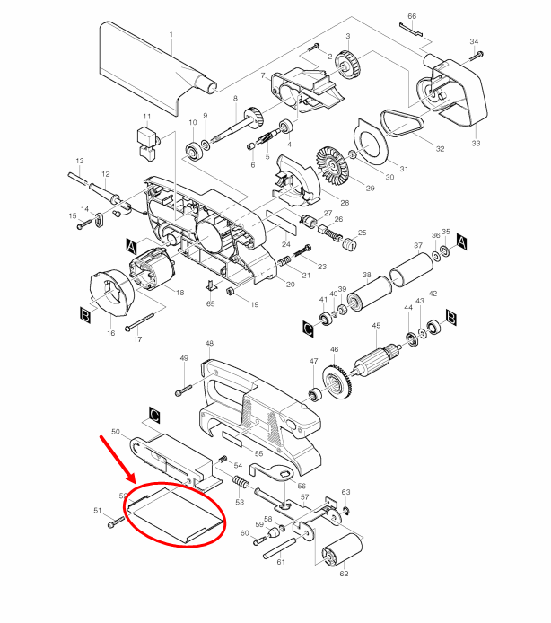 STEEL PLATE เครื่องขัดกระดาษทรายสายพาน Makita มากีต้า 9910 [#52] Pn.345503-0 (แท้) ##